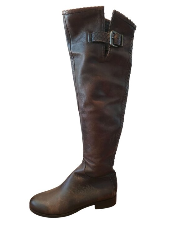Unknown Shoes - Alberto Bressan Brown Over-The-Knee Leather Boots Womens Sz 35 (5) Made In Italy